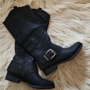 Vintage Black Boots with a Buckle